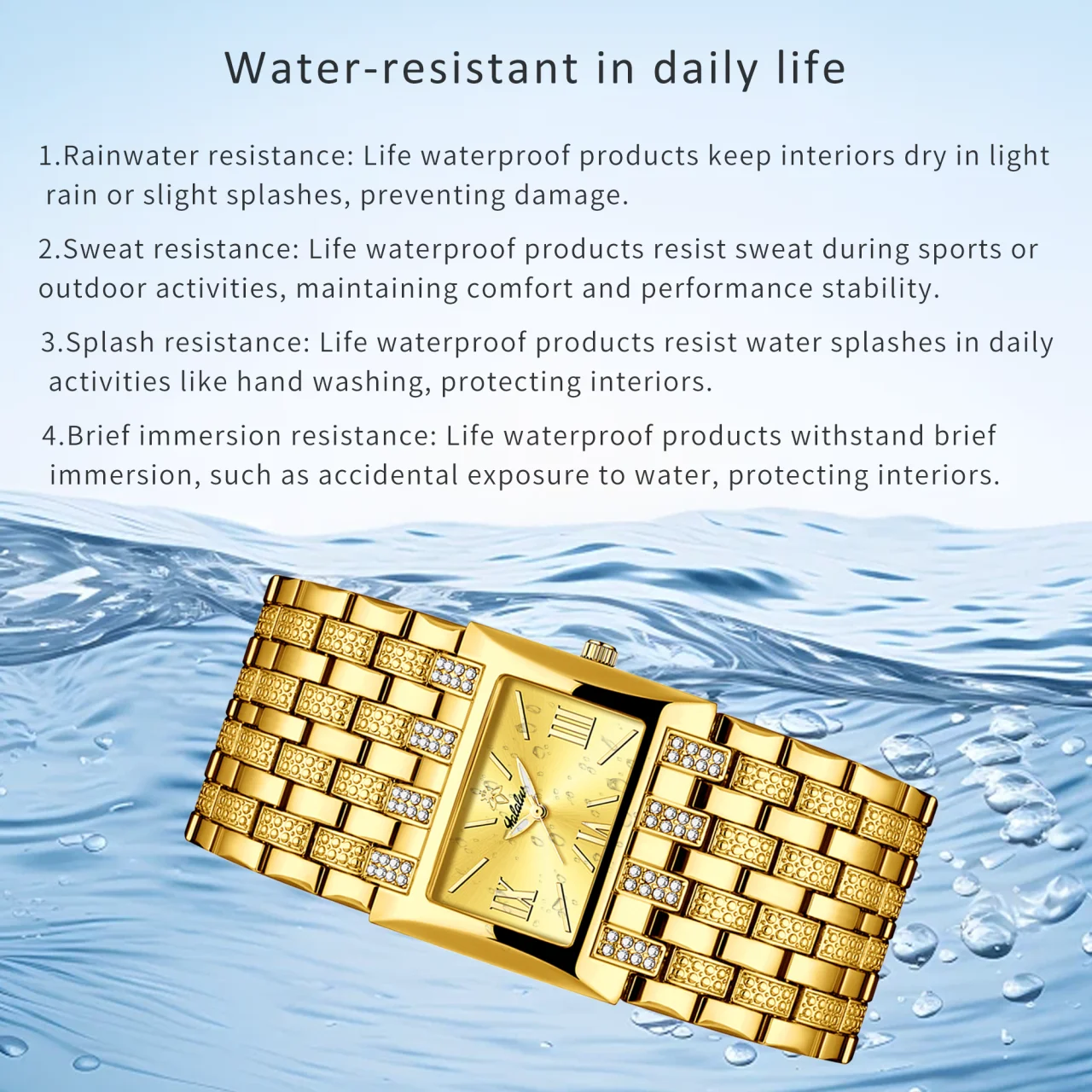 YaLaLuSi Gold Square Crystal Cuff Women Watch Glitter Dial Multi Texture Wide Bangle Elegant Party Ladies Quartz Wristwatch