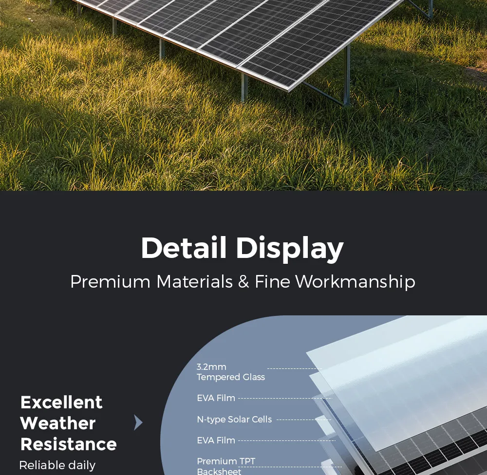 RVPOZWER 100W 18BB Rigid Solar Panels White Frame Board N-Type Solar Cells 23% High Conversion Efficiency for Home RV System Farm Outdoor Camping Off-grid Power Support