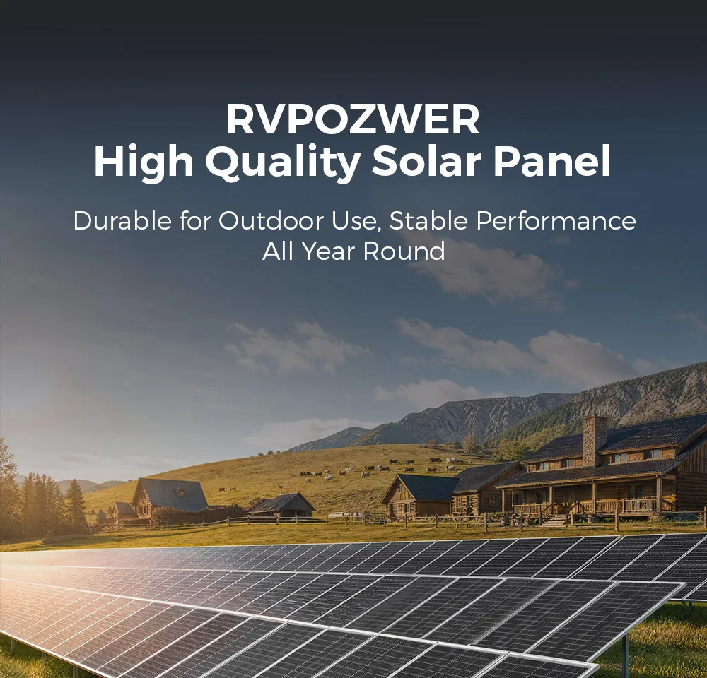 RVPOZWER 100W 18BB Rigid Solar Panels White Frame Board N-Type Solar Cells 23% High Conversion Efficiency for Home RV System Farm Outdoor Camping Off-grid Power Support