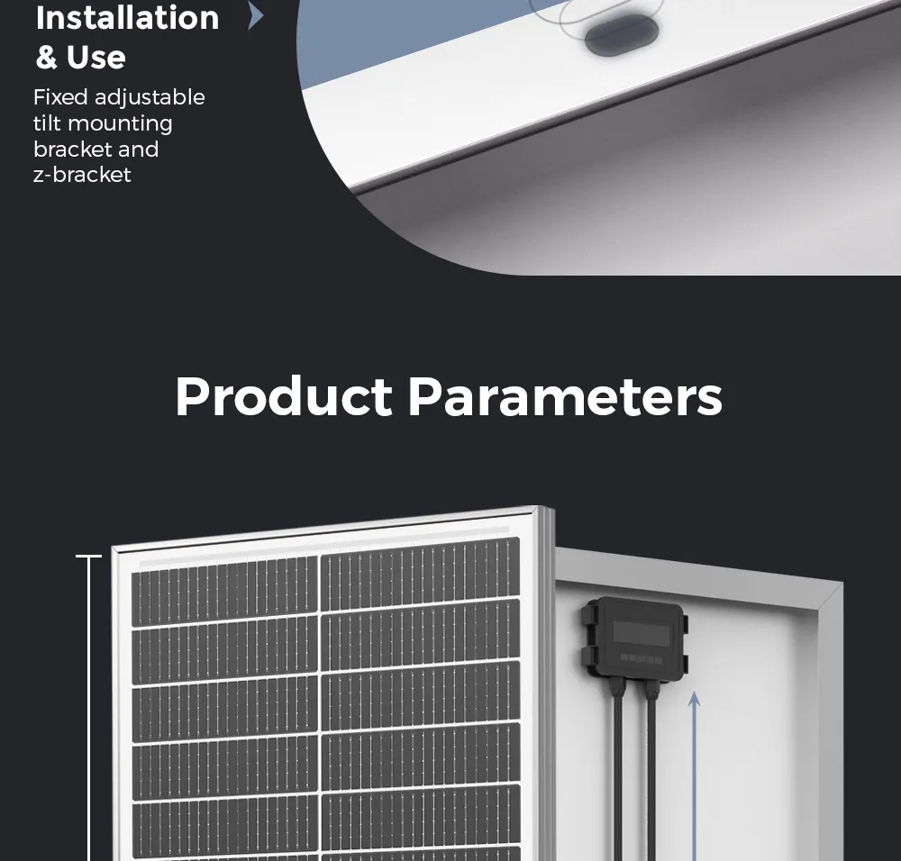 RVPOZWER 100W 18BB Rigid Solar Panels White Frame Board N-Type Solar Cells 23% High Conversion Efficiency for Home RV System Farm Outdoor Camping Off-grid Power Support
