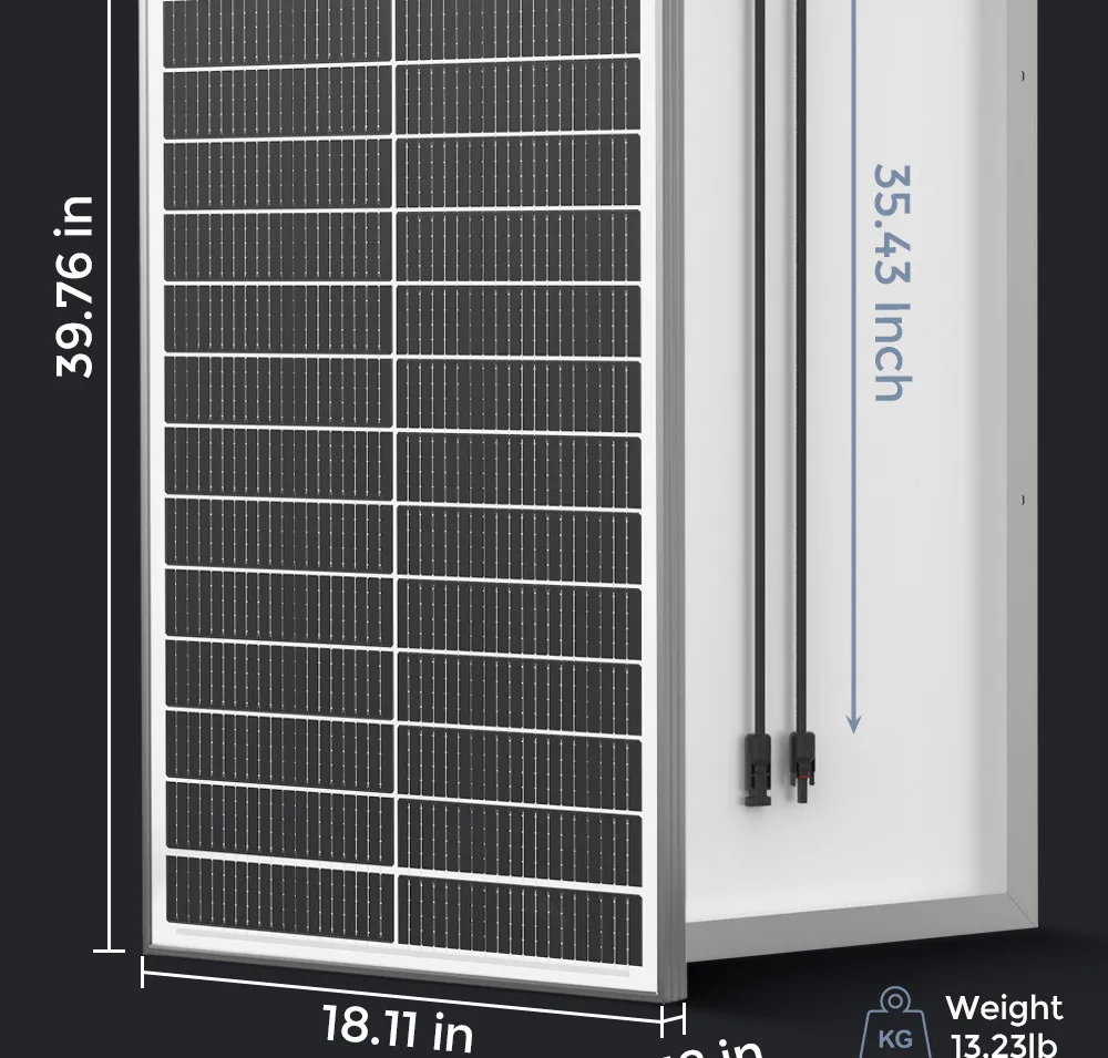 RVPOZWER 100W 18BB Rigid Solar Panels White Frame Board N-Type Solar Cells 23% High Conversion Efficiency for Home RV System Farm Outdoor Camping Off-grid Power Support