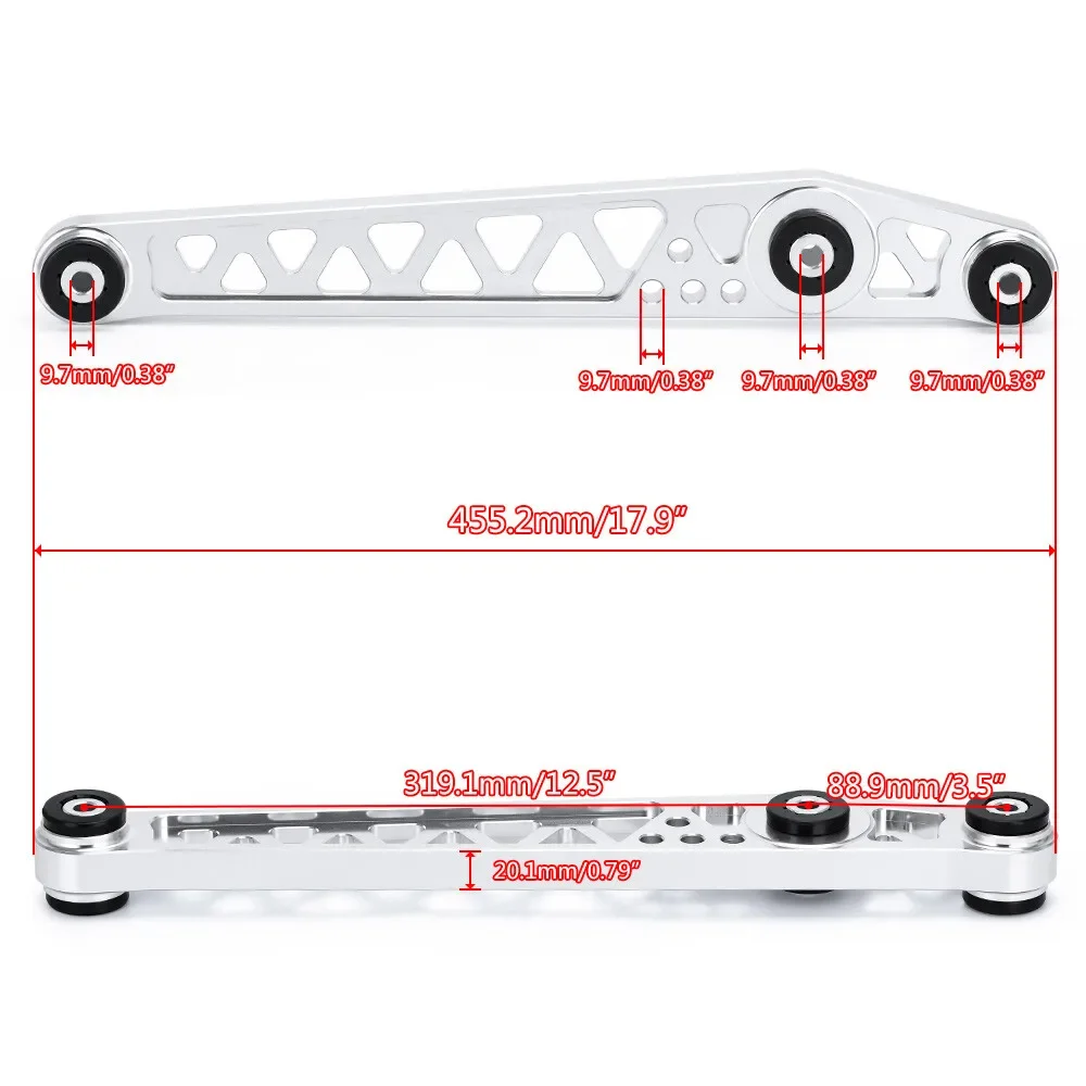 Rear Lower Billet Aluminium Control Arm Kit + Subframe Brace Sliver For 1996-2000 Honda Civic EK