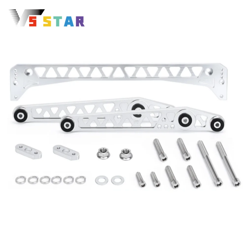 Rear Lower Billet Aluminium Control Arm Kit + Subframe Brace Sliver For 1996-2000 Honda Civic EK