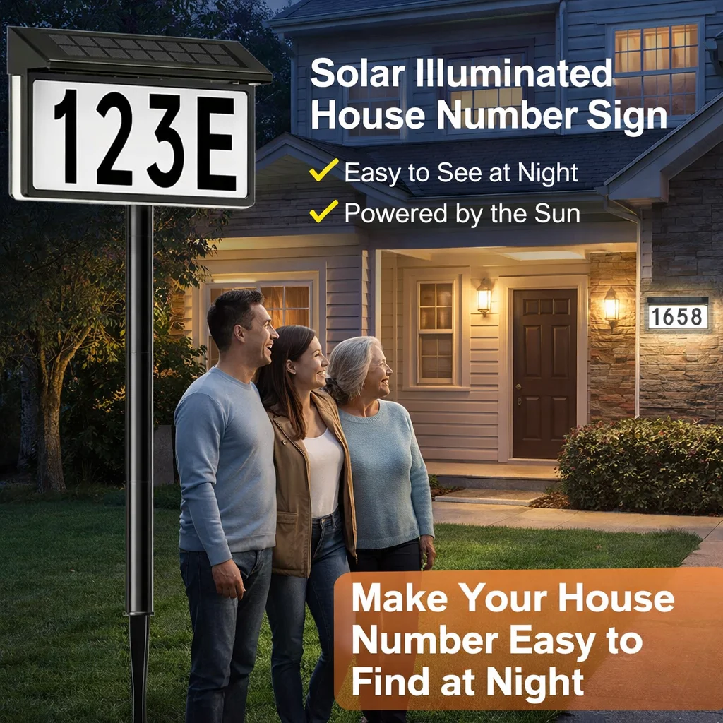 Solar-Powered Digital Door Number Light, Decorative Led House Number Light, Guide Light, Recessed Installation - for Houses, Villa Indicator Light, Solar-Powered Suitable for Villas, Lawns, Parks, Gift Light