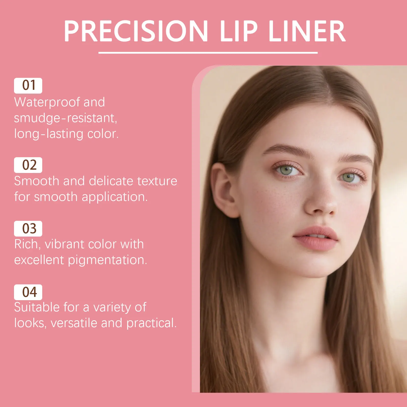 Zephoco 1g Red Brown Lip Liner Pencil Waterproof Long Lasting Smudge Proof Smooth Application For Daily Makeup Natural Finish