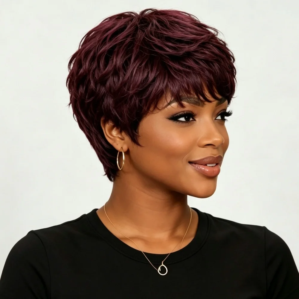 Pixie Cut Wig for Women Human Hair Pixie Wigs for Women Straight Human Hair Layered Full Machine Made Short Wigs