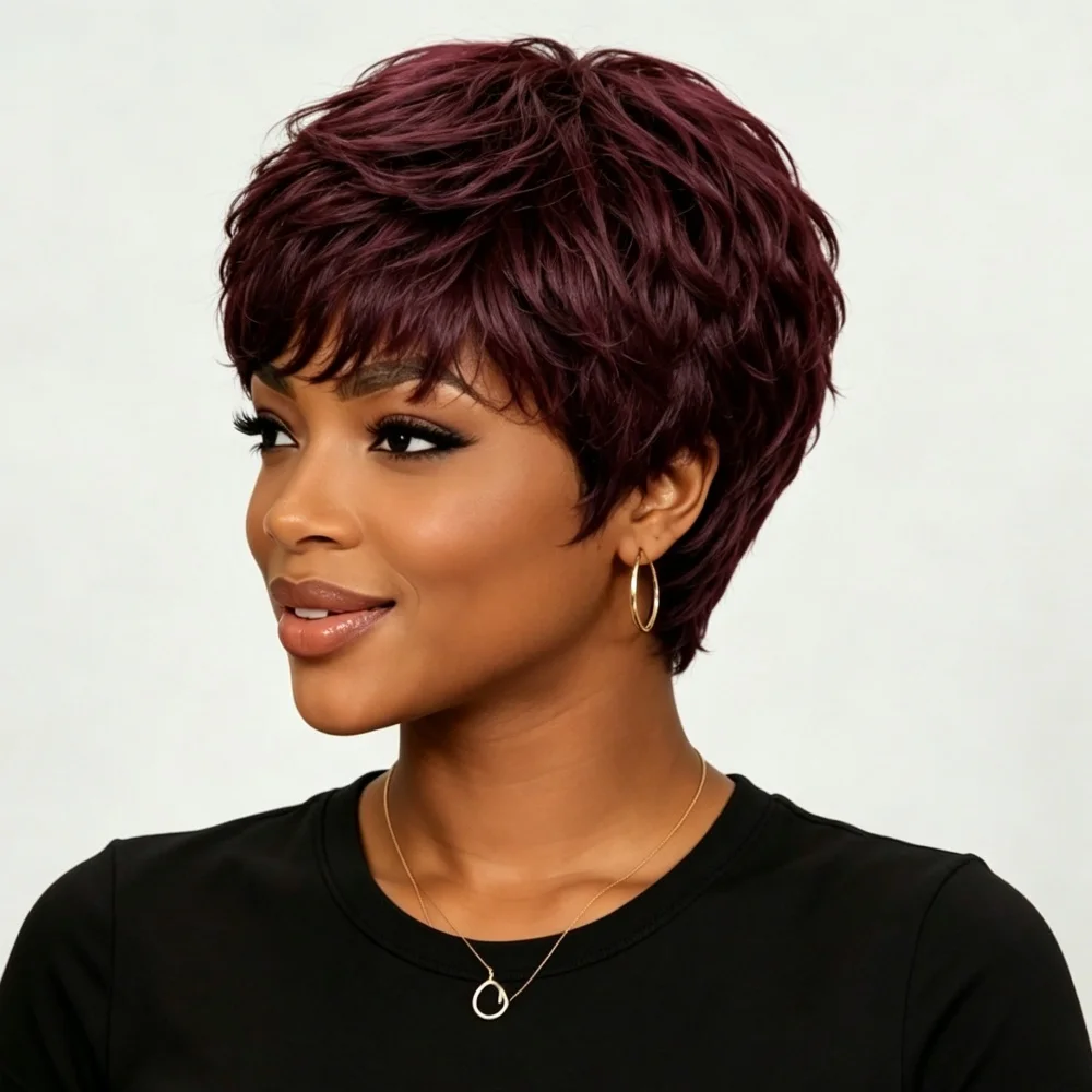 Pixie Cut Wig for Women Human Hair Pixie Wigs for Women Straight Human Hair Layered Full Machine Made Short Wigs