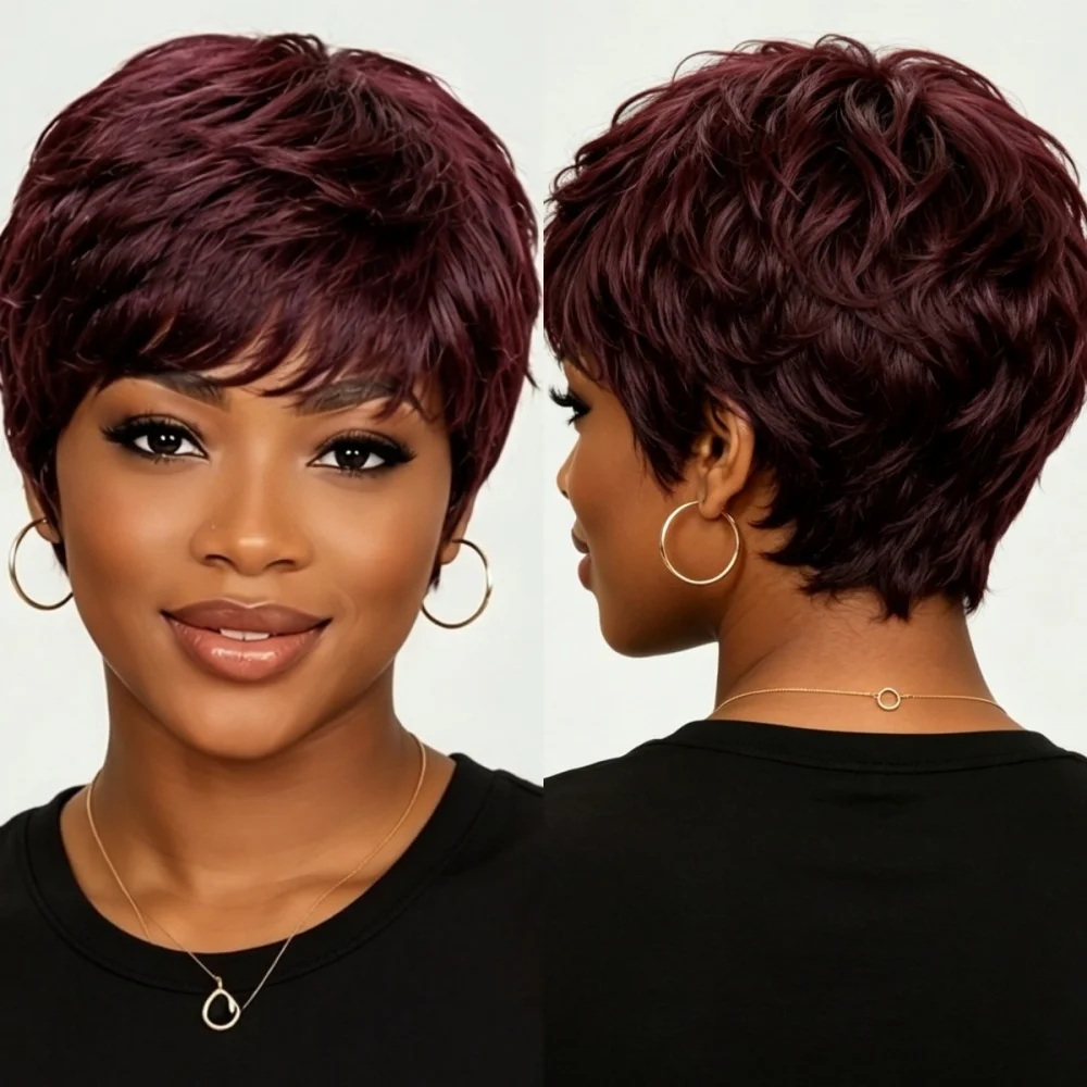 Pixie Cut Wig for Women Human Hair Pixie Wigs for Women Straight Human Hair Layered Full Machine Made Short Wigs