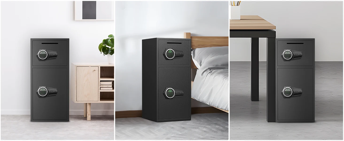 6.0 Cuft Large Fingerprint Home Safes, Safe Box Fireproof Waterproof with LED Light and Dual Alarm System