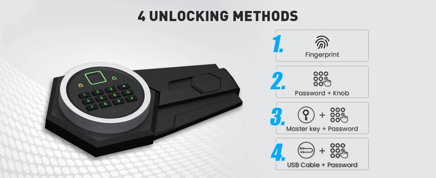 6.0 Cuft Large Fingerprint Home Safes, Safe Box Fireproof Waterproof with LED Light and Dual Alarm System