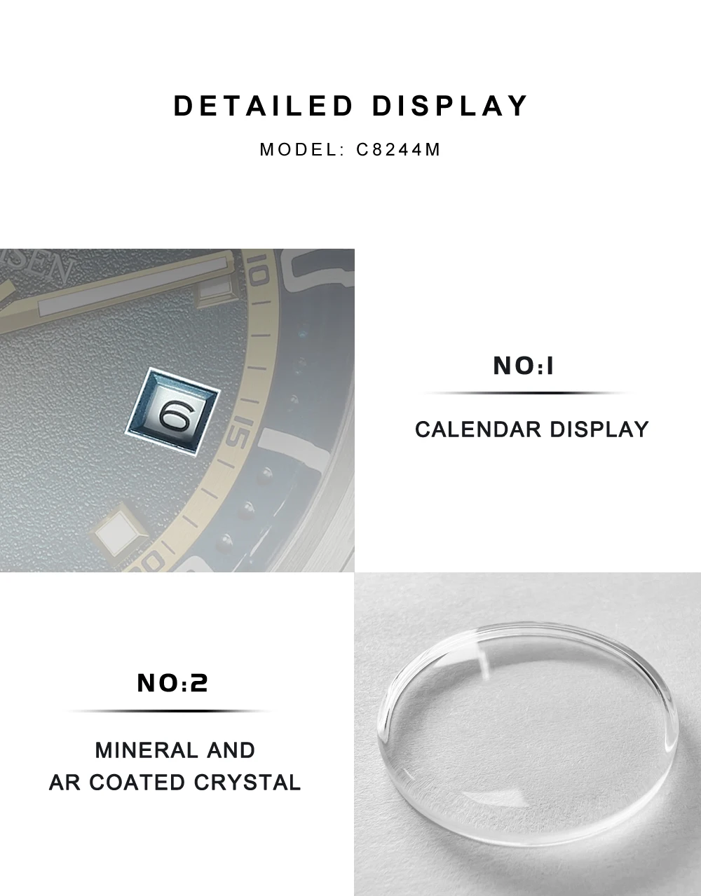 CADISEN Automatic Mechanical Watch Man Silver Business Casual Waterproof Watch Japan MIYOTA 8215 Movement Luminous Men's Watch