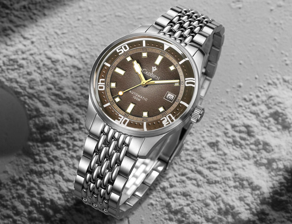 CADISEN Automatic Mechanical Watch Man Silver Business Casual Waterproof Watch Japan MIYOTA 8215 Movement Luminous Men's Watch