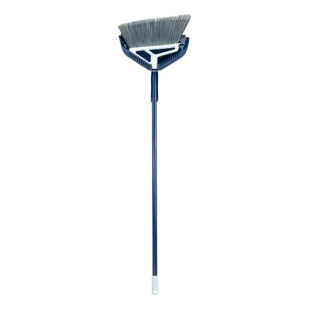 Power Core Broom with Dustpan Integrated Scraper Rubber Lip Long Handle Effective Cleaning Durable Bristles Pet Hair Removal