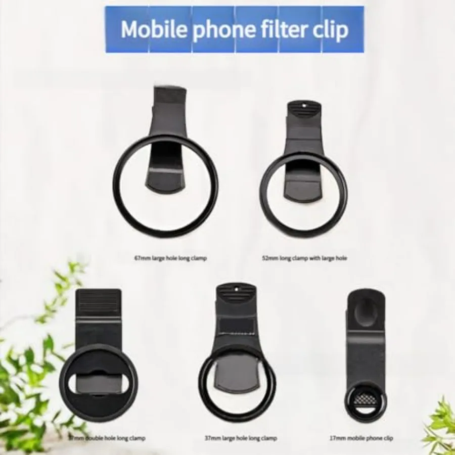 17-67mm Clip-on Polarizer Filter for Smartphone DSLR Camera Lens Black Reduces Glare and Enhances Color Saturation