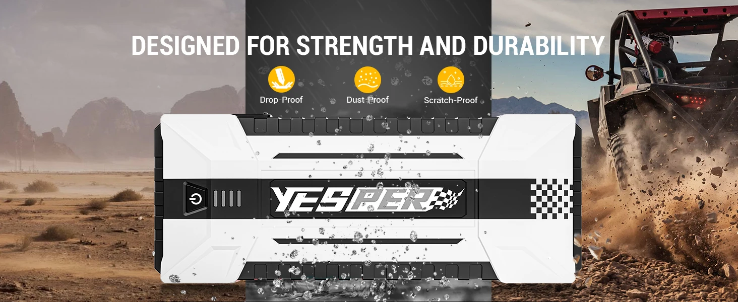 YESPER 4120A 26800mAh Jump Starter Portable, 12V Car Booster Pack with Carry Case & Jumper Cables for All Gas 10L Diesel