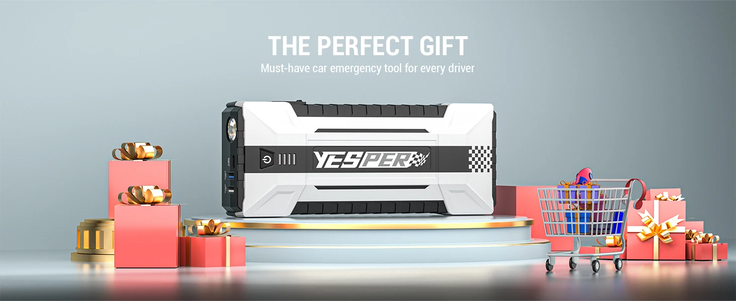 YESPER 4120A 26800mAh Jump Starter Portable, 12V Car Booster Pack with Carry Case & Jumper Cables for All Gas 10L Diesel