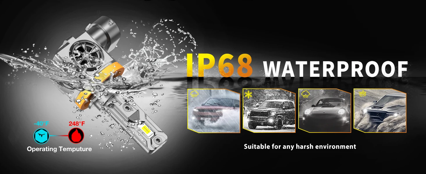 4PCS H11 9005 LED Bulbs Combo,120000LM Ultra-Brightness, 6500K H9 H8 HB3 Driving Light Bulbs with Fan,Off-Road Use or Fog Light
