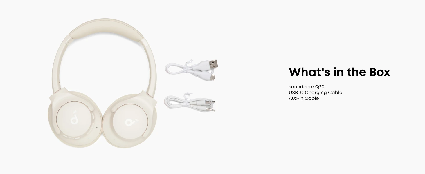 Soundcore by Anker Q20i Hybrid Active Noise Cancelling Headphones, Wireless Over-Ear Bluetooth, 40H Playtime (Refurbished)