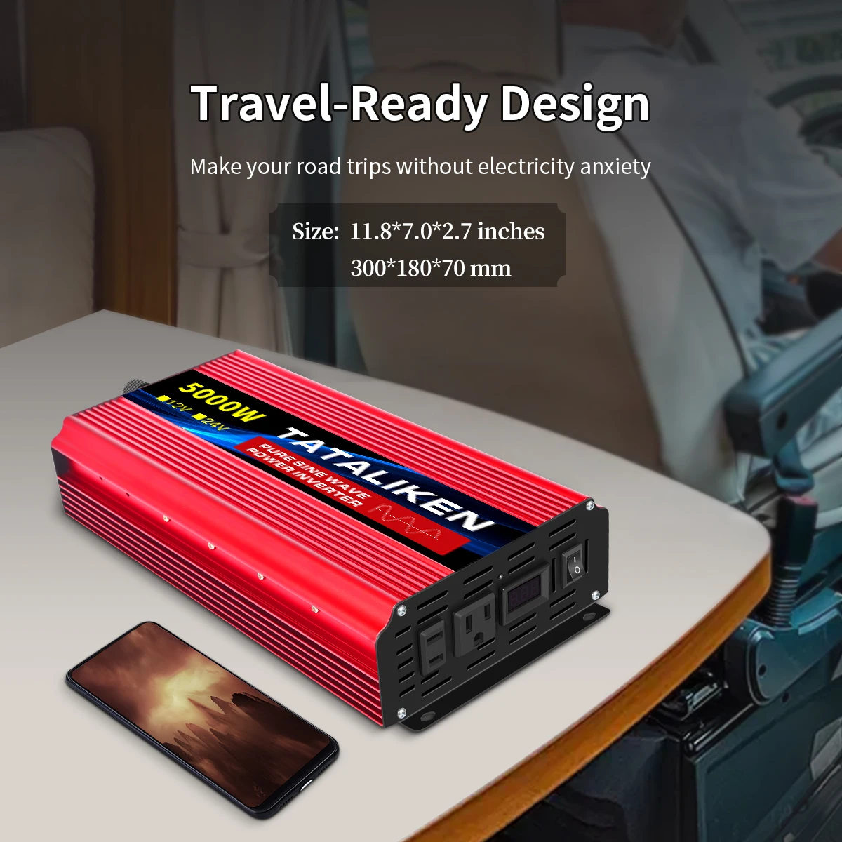 Pure Sine Wave Inverter 3500W/4000W/4500W/5000W inverter 12v converter 60HZ Portable camping car available US socket