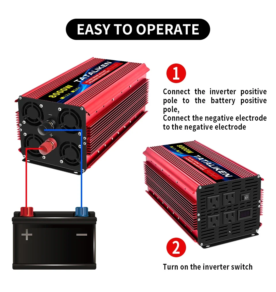 Pure Sine Wave Inverter 3500W/4000W/4500W/5000W inverter 12v converter 60HZ Portable camping car available US socket