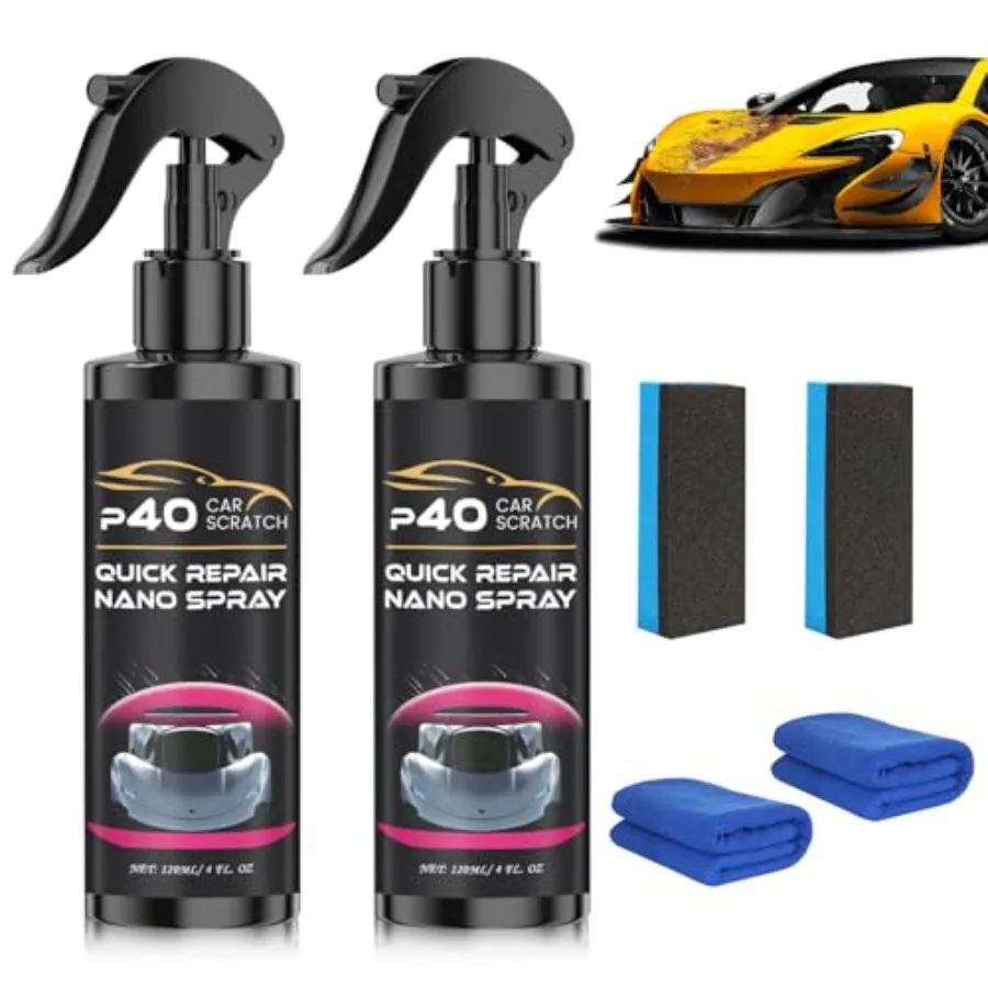 2Pcs P40 Car Scratch Quick Repair Nano Spray Instant Invisible Scratch Remover Quick Paint Restoration Multifunctional Coating