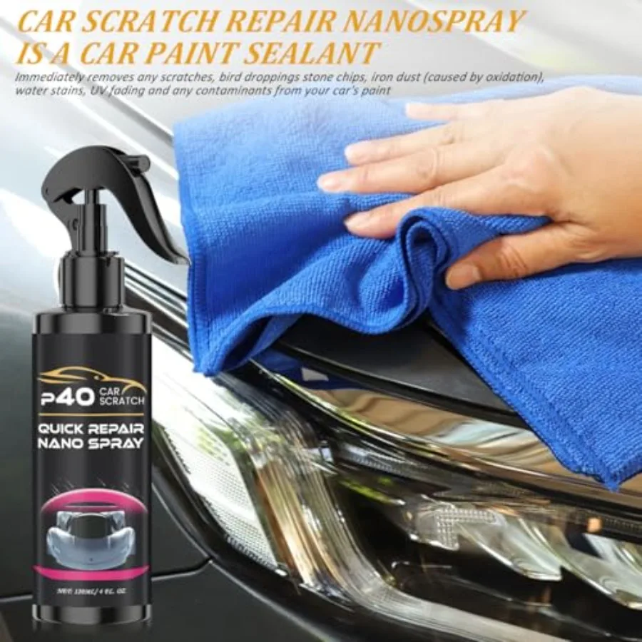 2Pcs P40 Car Scratch Quick Repair Nano Spray Instant Invisible Scratch Remover Quick Paint Restoration Multifunctional Coating