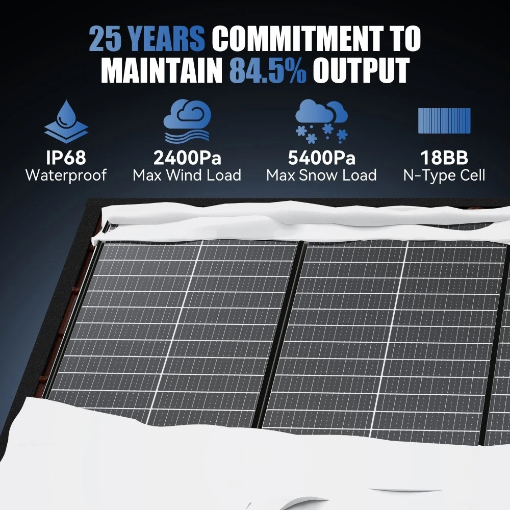 RVPOZWER 12.8V 400/200/100W Rigid Solar Panel 18BB N-Type Solar Cells Monocrystalline Silicon Waterproof Solar Panel Home/RV