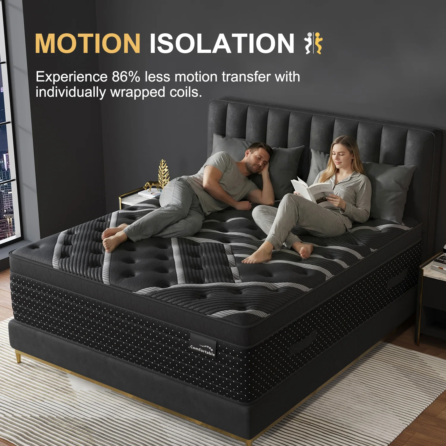 12/14in Hybrid Gel Memory Foam Mattress with Pocket Spring, Medium Firm, Motion Isolation Mattress in a Box