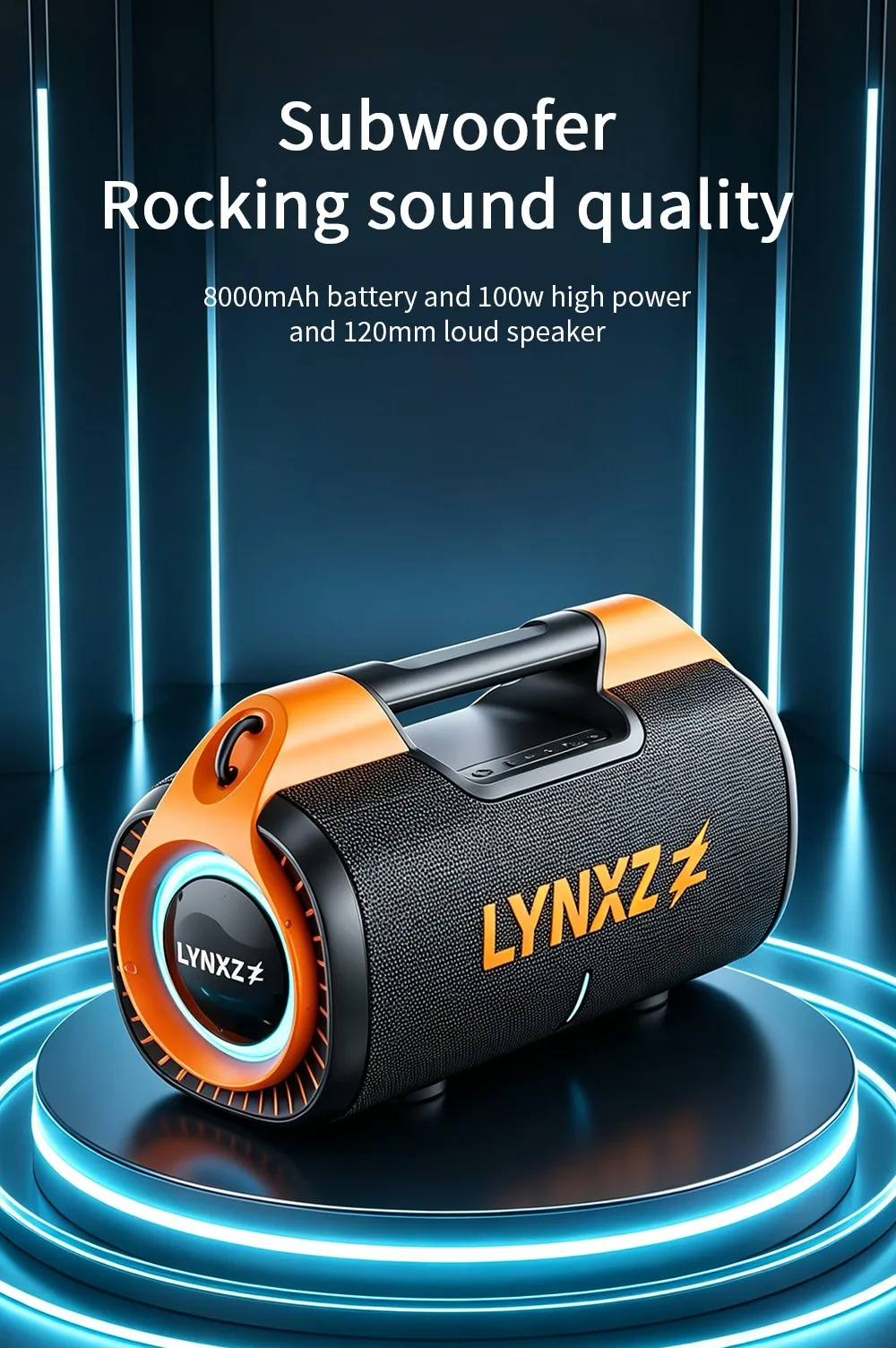 100W Bluetooth Speaker Loud Portable Boombox Wireless Outdoor Party IPX5 Waterproof TWS Stereo Bass Subwoofer 8000mAh