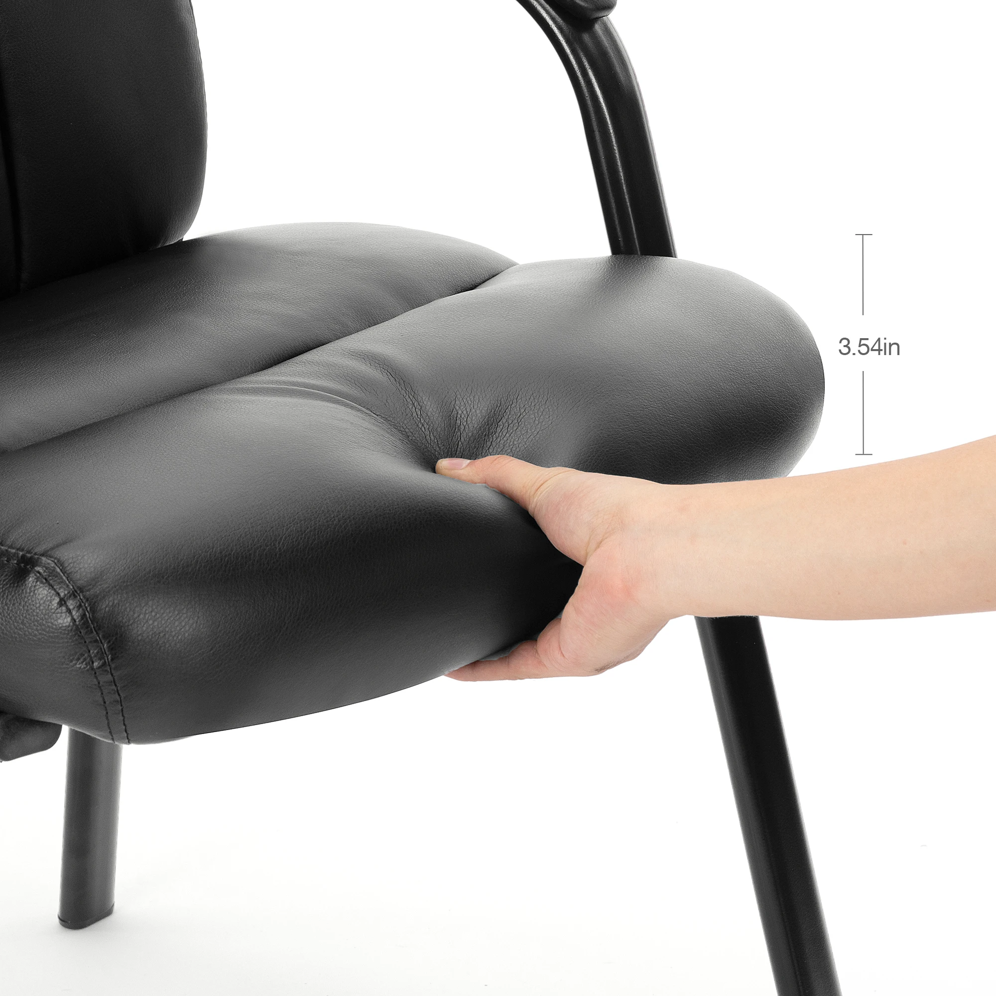 JHK Ergonomic Padded Backrest Leather Office Chair Waterproof PU Leather Conference Room Padded Sponge Cushion Arms Desk Chair