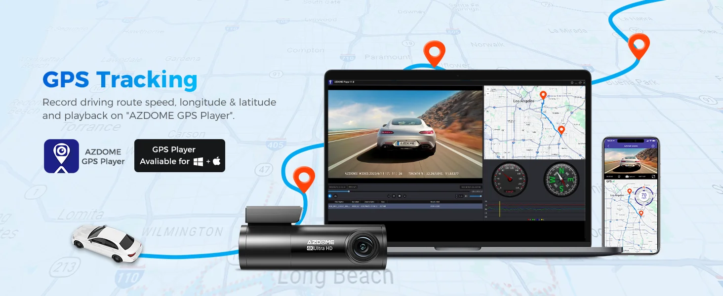 【US Warehouses】AZDOME M300S Dash Cam 4K+1080P Front and Rear Dash Camera for Cars 5.8G WiFi GPS Voice Control WDR Night Vision