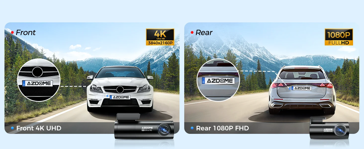 【US Warehouses】AZDOME M300S Dash Cam 4K+1080P Front and Rear Dash Camera for Cars 5.8G WiFi GPS Voice Control WDR Night Vision