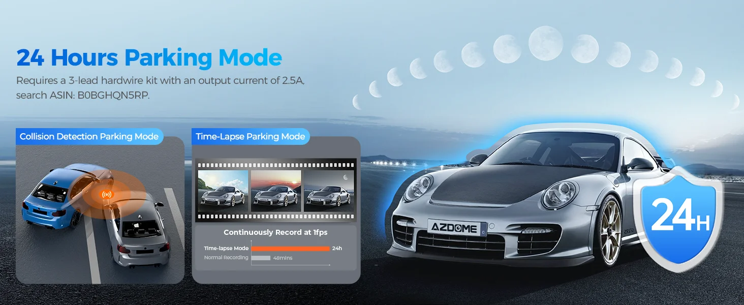 【US Warehouses】AZDOME M300S Dash Cam 4K+1080P Front and Rear Dash Camera for Cars 5.8G WiFi GPS Voice Control WDR Night Vision