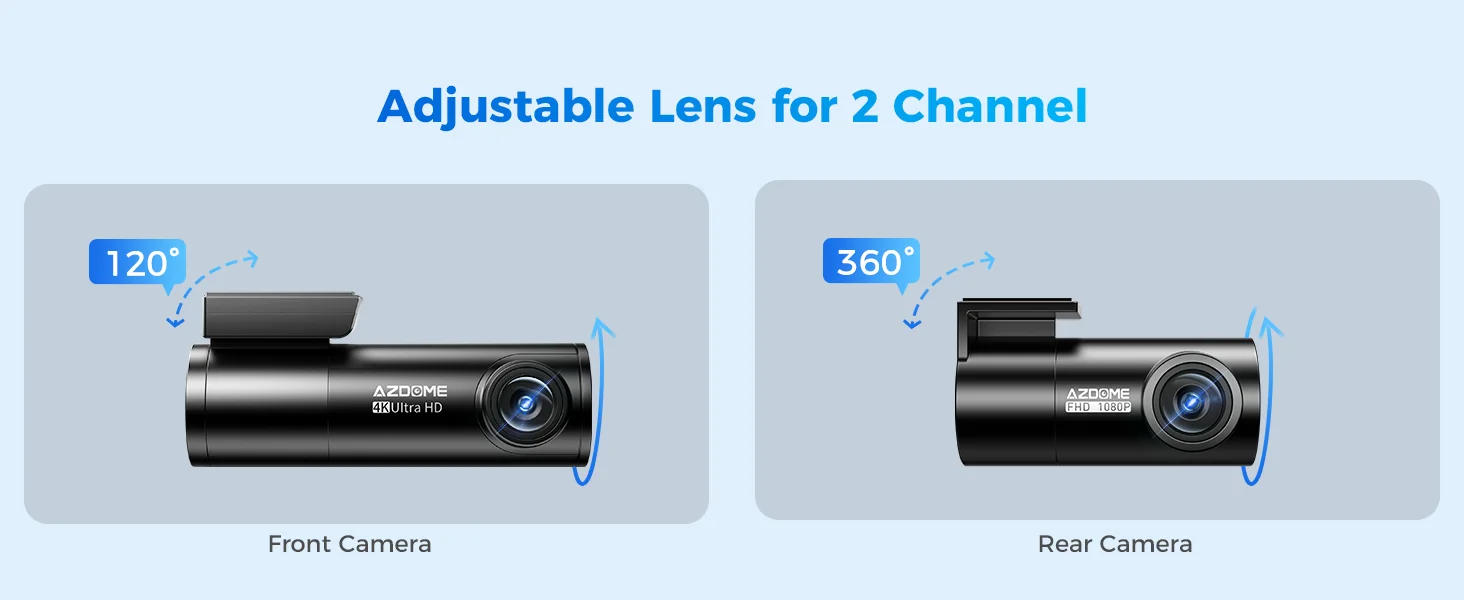【US Warehouses】AZDOME M300S Dash Cam 4K+1080P Front and Rear Dash Camera for Cars 5.8G WiFi GPS Voice Control WDR Night Vision