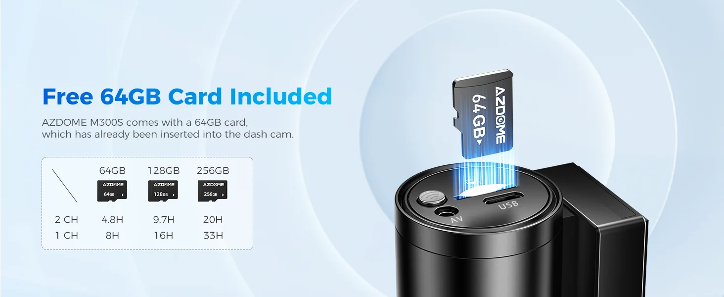 【US Warehouses】AZDOME M300S Dash Cam 4K+1080P Front and Rear Dash Camera for Cars 5.8G WiFi GPS Voice Control WDR Night Vision