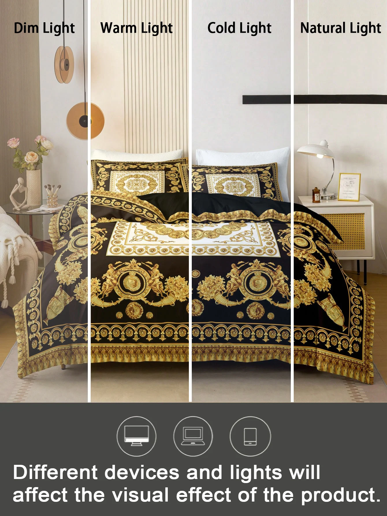 European-Style Black and Gold Digital Print Three-Piece Duvet Cover Set, Skin-Friendly and Breathable Bedding (1 Duvet Cover + 2 Pillowcases), Ultra-Soft Breathable Fabric, Skin-Friendly, Comfortable, Breathable, Machine Washable, Suitable for All Seasons, Elegant and Exquisite, Ideal Choice for Bedrooms and Guest Rooms