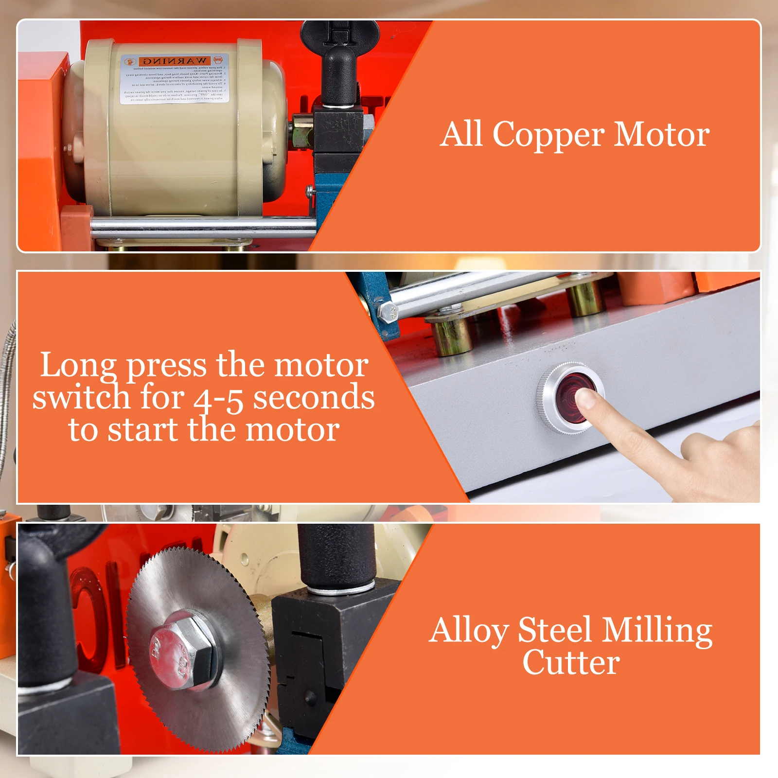 110V Vertical Key Duplicator Automatic Key Cutter Tool for House Door & Car Locksmith, Precision Metal Cutting Machine
