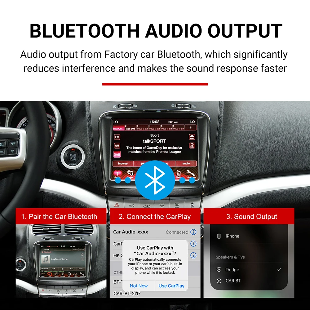 Wireless CarPlay For Dodge Challenger Journey 2013-2016 Original Car Screen Upgrade Wireless CarPlay Android Auto Decoder Box