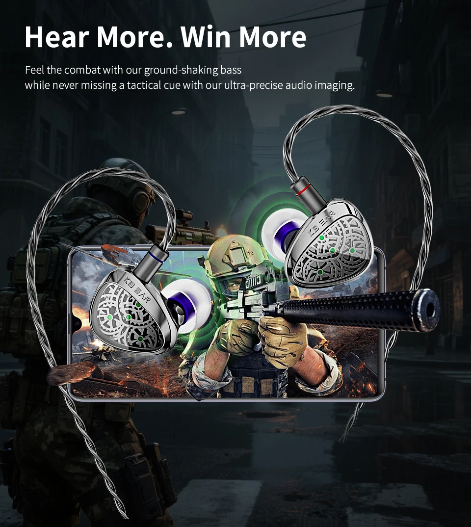 KBEAR Tourbillon-X TB-X IEMS in-Earphone Wired Headphones 10mm CVD-Coated Carbon Fiber Diaphragm Deep BassGaming Headset