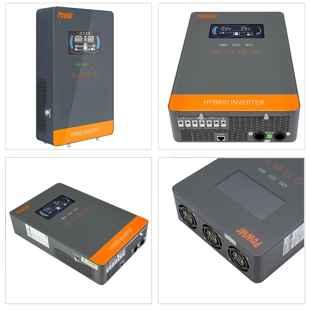 PowMr USA 4000W 24V Hybrid Solar Inverter Charger 100/110/120V AC Pure Sine Wave 140A MPPT Charger Max 5600W PV 55-350V DC Off Grid Inverter for Lead Acid AGM Gel Lithium Battery Home Emergency Solar Power System