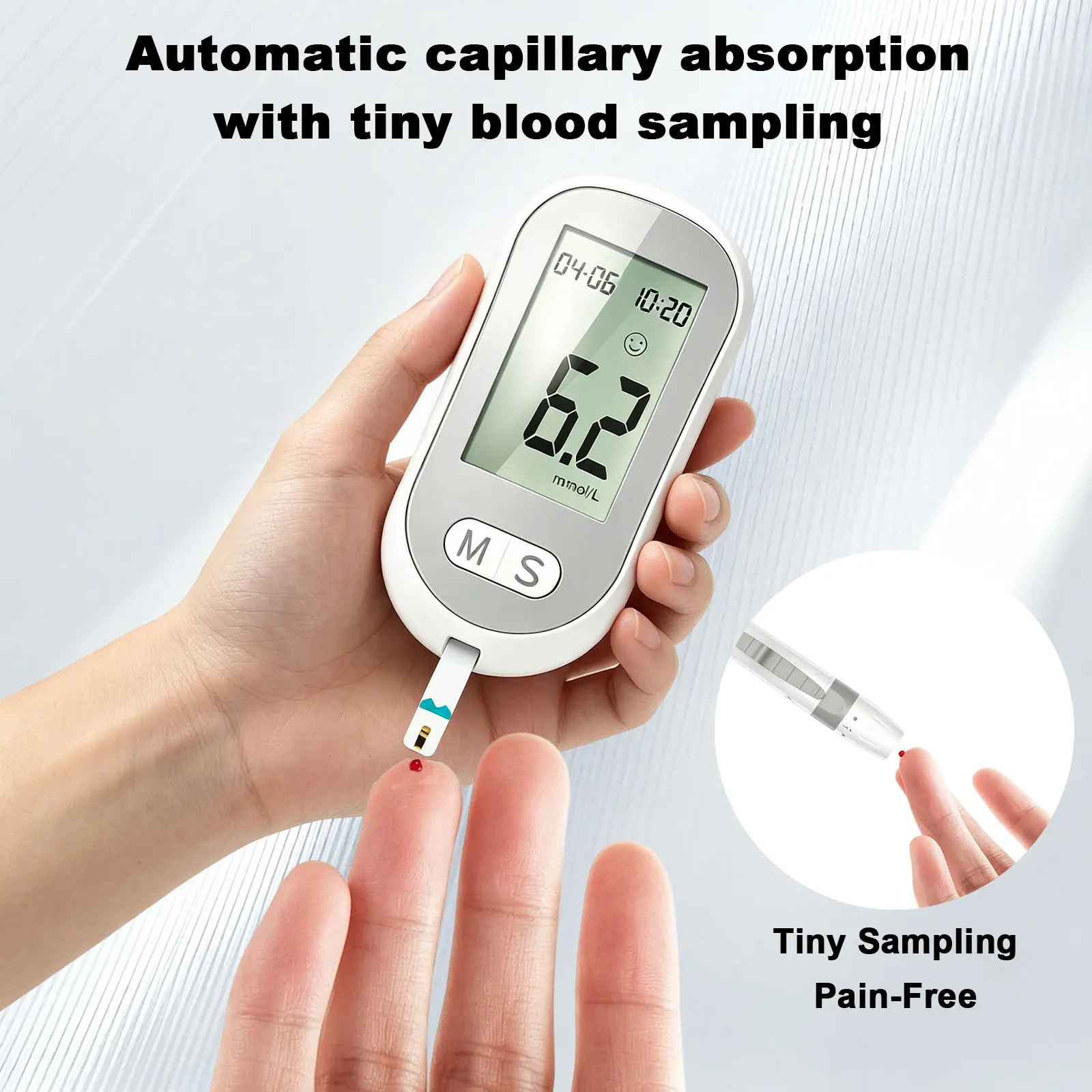 Portable Blood Glucose Meter, High Accuracy Glucose Testing Device with Memory Function, Easy Operation Home Health Monitor for Family