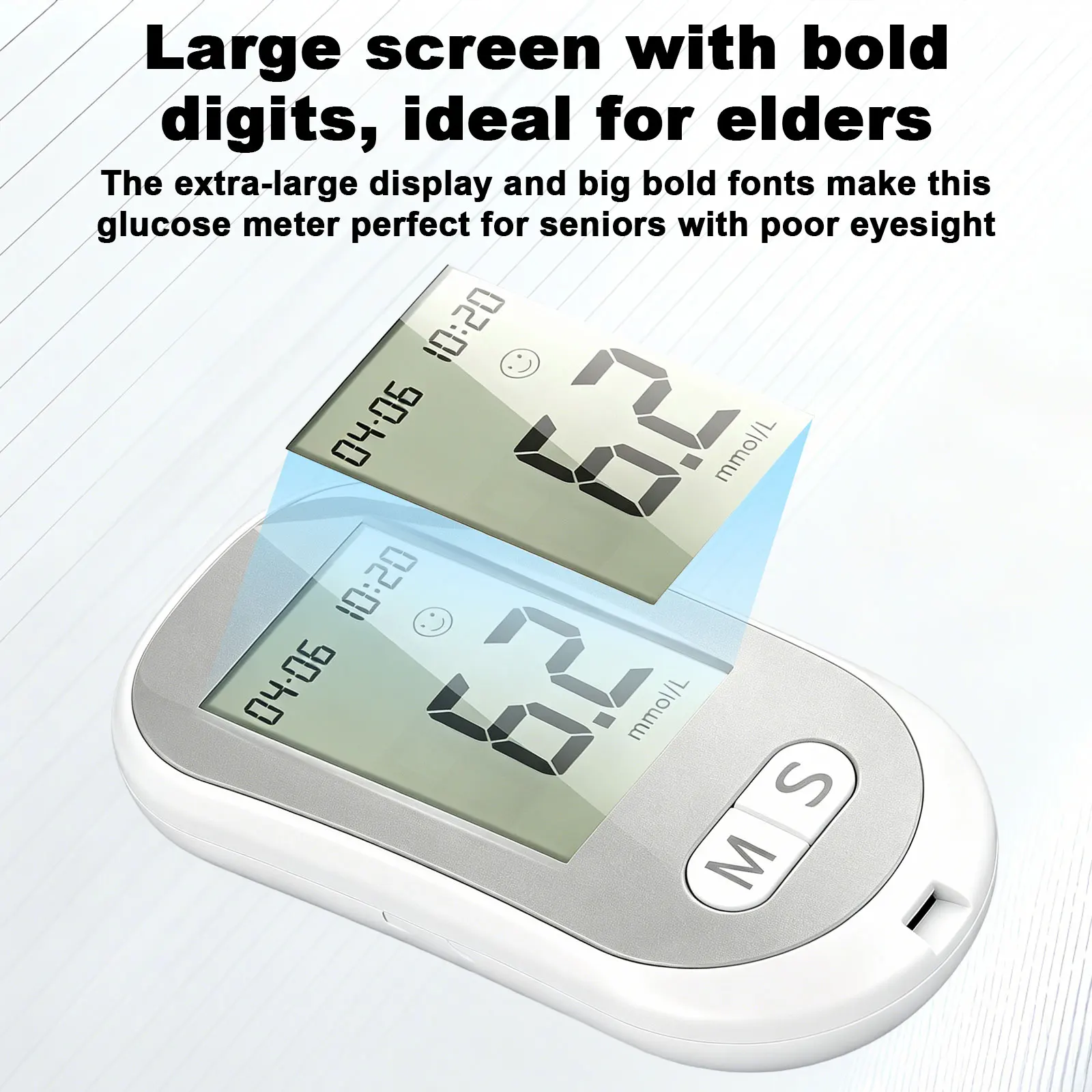 Portable Blood Glucose Meter, High Accuracy Glucose Testing Device with Memory Function, Easy Operation Home Health Monitor for Family