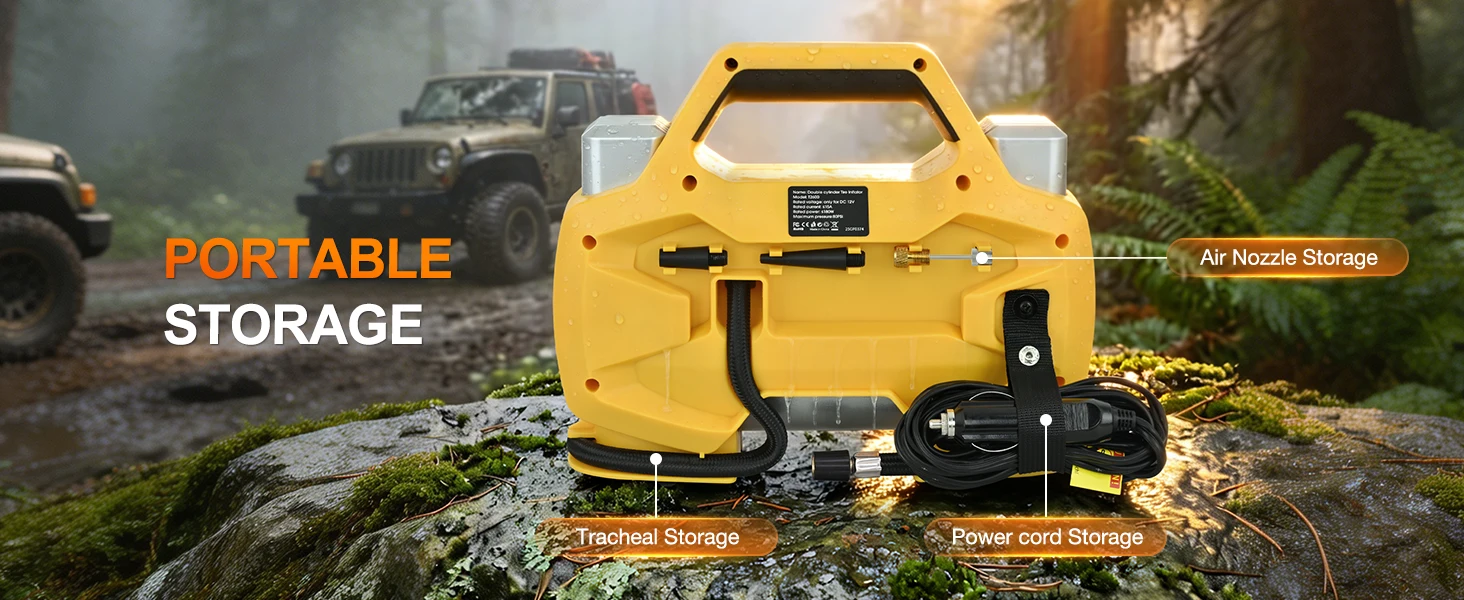 Nilight Portable DC 12V Heavy Duty Tire Inflator Dual Cylinders and Dual Motors Tire Pump 150PSI Air Pumps Auto Shutoff with Screen and LED Light Air Compressor for Pickup Truck ORVs SUVs Cars