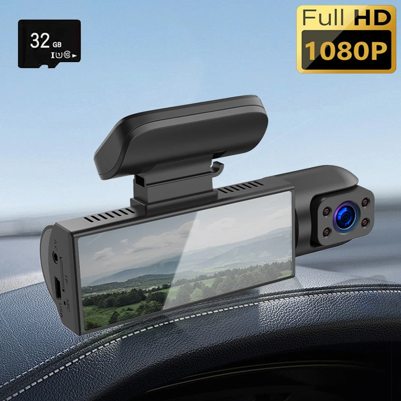 ZNLYRION Full HD 1080P Car Dashcam Front+Interior+Rear Camera 130° Wide Angle Night Vision G-Sensor Parking Monitor Car Driving Recorder