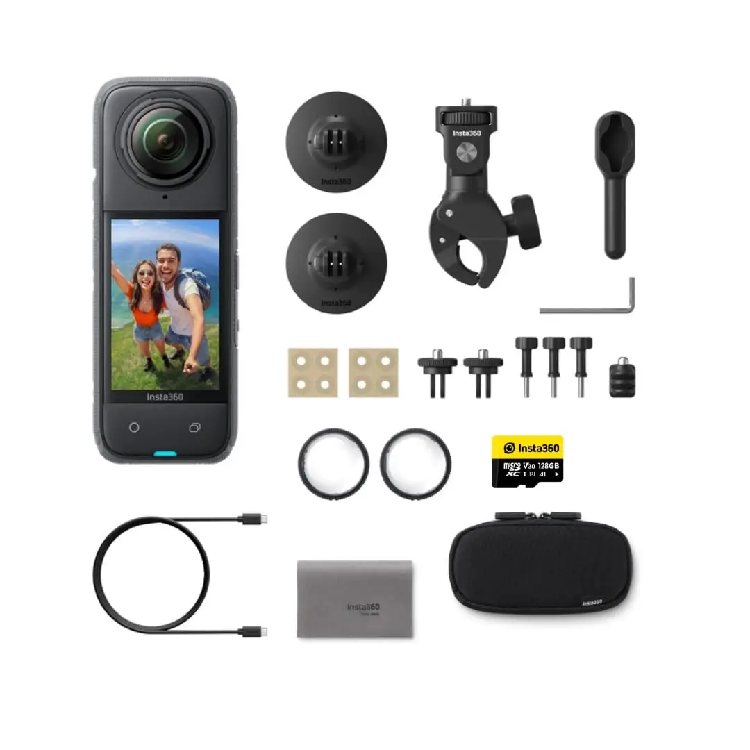 Insta360 X4 Motorcycle Bundle- 8K Waterproof 360 Action Camera, 4K Wide-Angle Video, 135-Min Battery, AI Editing, Stabilization, for Sports & Travel