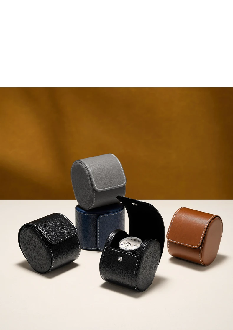 Oirlv Faux Leather Watch Box Premium Watch Storage Case & Watch Holder – Portable Watch Case for Travel/Daily Use Black & Brown