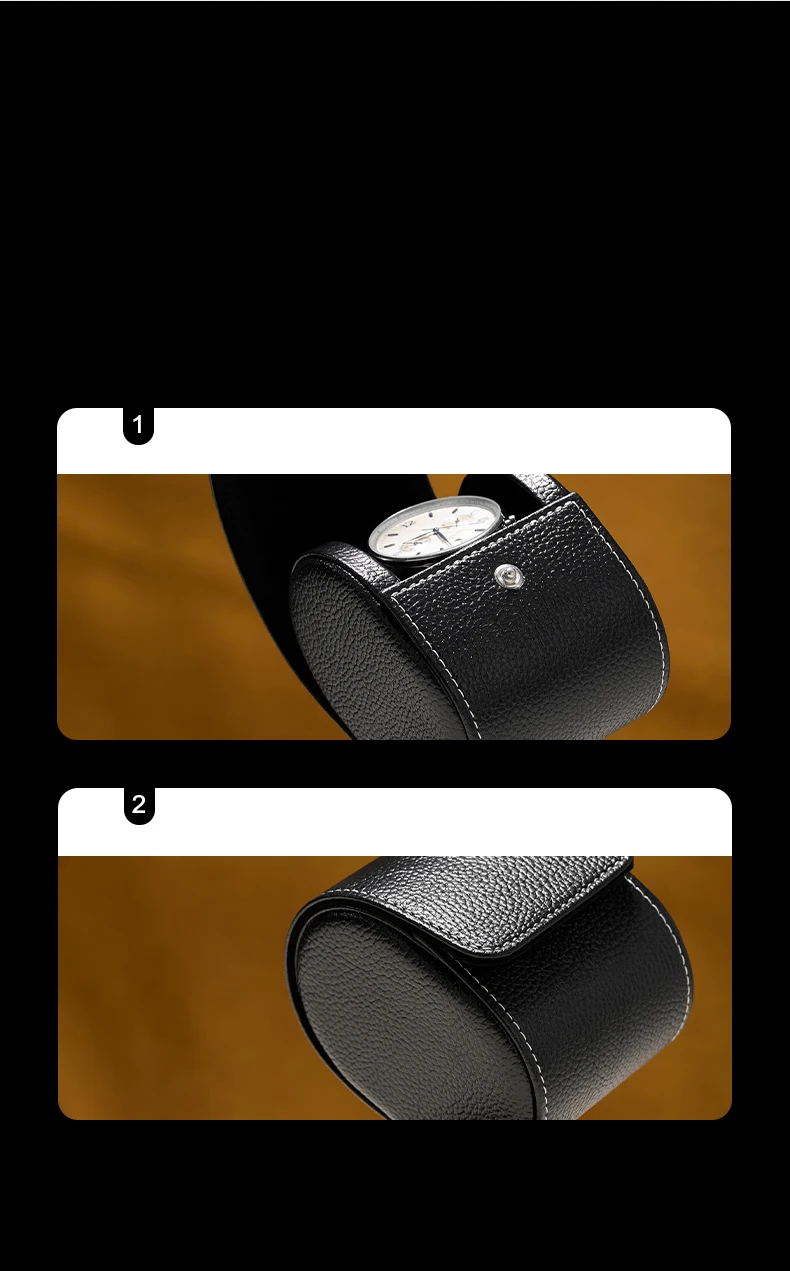Oirlv Faux Leather Watch Box Premium Watch Storage Case & Watch Holder – Portable Watch Case for Travel/Daily Use Black & Brown