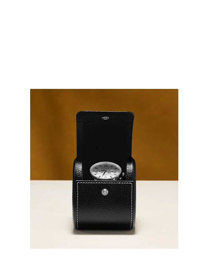 Oirlv Faux Leather Watch Box Premium Watch Storage Case & Watch Holder – Portable Watch Case for Travel/Daily Use Black & Brown