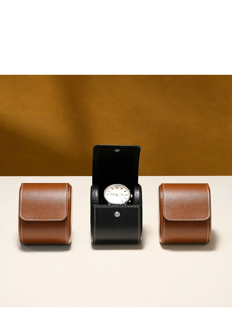 Oirlv Faux Leather Watch Box Premium Watch Storage Case & Watch Holder – Portable Watch Case for Travel/Daily Use Black & Brown