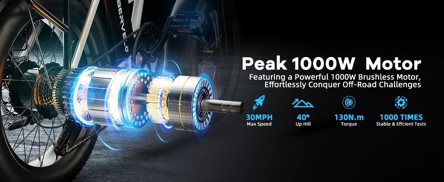 Cybervelo 1000W Peak High-speed Brushless Folding 20 Inch Fat Tire Electric Bike for Adults 48V 20.8Ah/50Ah Removable Battery 80 Miles Range Commuter E-Bicycle EK4
